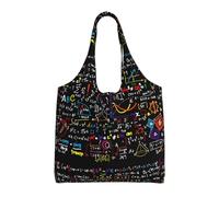 WURTON Bolsa de mano con estampado de fórmula matemática, bolsa de hombro para trabajo, playa, almuerzo, viajes, compras, bolsas de compras, Negro -, Talla única