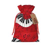 WURTON Bolsa de Navidad con estampado de piano y notas musicales, bolsa de Navidad con cordón para regalos, bolsa de arpillera