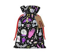 WURTON Bolsa de regalo con cordón, bolsa de regalo de lona de brujería mágica, bolsas de regalo para Navidad, 12 x 8 pulgadas