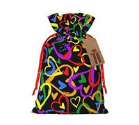 WURTON Bolsa de regalo con cordón, bolsas de regalo de lona arcoíris del orgullo gay, bolsas de regalo para Navidad, 12 x 8 pulgadas