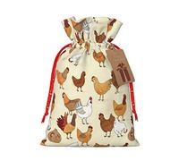 WURTON Bolsa de regalo con cordón, bolsas de regalo de lona con patrón de pollo, bolsas de regalo para Navidad, 6.9 x 4.7 pulgadas