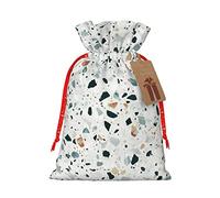 WURTON Bolsa de regalo con cordón, bolsas de regalo de lona pastel de mármol de terrazo, bolsas de regalo para Navidad, 30,5 x 20,3 cm
