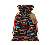 WURTON Bolsa de regalo con cordón, I Love My Dog Dachshunds, bolsas de regalo de lona, bolsas de regalo para Navidad, 12 x 8 pulgadas