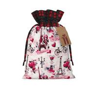 WURTON Bolsas de regalo de fiesta de Navidad con estampado de la Torre Eiffel de París, con cordón, bolsas de, bolsas de regalo de b...
