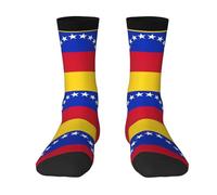 WURTON Calcetines altos unisex con estampado de bandera de Venezuela, calcetines largos hasta el tobillo, para uso diario, 2 Negro-1, talla única