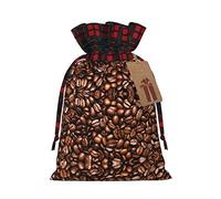 WURTON Divertidos granos de café tostados con estampado de Navidad, bolsa de regalo de boda, regalos de vacaciones, bolsas de Navidad con cordón
