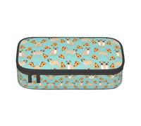 WURTON Estuche colorido con impresión de pared de ladrillo para niños y niñas, bolsa de lápices de gran capacidad, suministros de oficina, Pug Pizza Party, Talla única