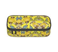 WURTON Estuche para lápices con estampado de gnomos de Navidad, bolsa de lápices de gran capacidad para niños, niñas, adultos y estudiantes, Limón amarillo y abeja, Talla única