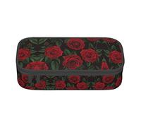 WURTON Estuche para lápices con estampado de leopardo, bolsa de almacenamiento para suministros escolares, adolescentes, niños, rosa roja, Talla única