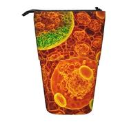 WURTON Estuche telescópico adherente con células eucariotas que se ven a través de un microscopio, bolsa de almacenamiento de artículos de papelería para suministros, almacenamiento de maquillaje de