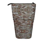 WURTON Estuche telescópico con estampado de flores de vidrieras, bolsa de almacenamiento de artículos de papelería para suministros, almacenamiento de maquillaje de oficina, Piedra roja ladrillo, One