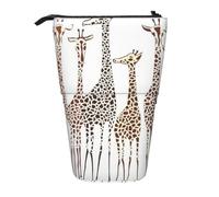 WURTON Estuche telescópico con estampado de jirafas de dibujos animados salvajes, versátil, bolsa de almacenamiento de maquillaje, organizador de suministros, Black, Talla única