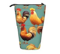 WURTON Estuche telescópico con estampado de pollos de gallo, versátil, bolsa de almacenamiento de maquillaje, organizador de suministros, Black, Talla única