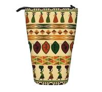 WURTON Estuche telescópico de estilo bohemio con estampado africano tradicional para lápices, bolsa de almacenamiento para artículos de papelería, estuche para adultos, caja de almacenamiento