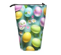 WURTON Estuche telescópico para guardar artículos de papelería, con texto en inglés "Happy Easter Holiday Print", Black, Talla única