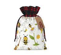 WURTON Flying Bees Daisy Honey Print Bolsa de , regalos de boda, bolsas de Navidad con cordón