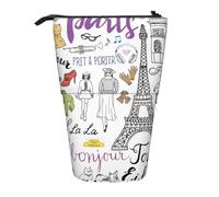 WURTON French Paris Tour - Estuche telescópico con diseño de la Torre Eiffel para guardar artículos de papelería, almacenamiento de maquillaje de oficina, Black, Talla única