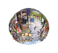 Wurton Gorro de ducha reutilizable con diseño de la Torre Eiffel de París Street Scene para mujer, doble capa impermeable