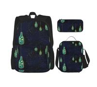 WURTON Hermosa botella de Under The Night Sky Print 3 en 1 juegos de mochila informal ajustable para el hombro, bolsa de almuerzo, estuche para lápices, Negro -, Talla única