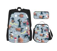 WURTON Hot Dogs And Lemonade1 - Juego de mochila escolar con bolsa de almuerzo, estuche para lápices, juego de mochilas escolares