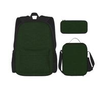 WURTON Hunter Green - Juego de mochila de hombro ajustable 3 en 1 con estampado de pétalos florales y bolsa de almuerzo, Negro -, Talla única