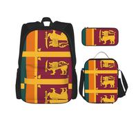 WURTON Juego de mochila de hombro ajustable 3 en 1 con estampado de la bandera de Sri Lanka, Negro -, Talla única