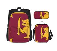 WURTON Juego de mochila de hombro ajustable 3 en 1 con estampado de la bandera de Sri Lanka, Negro -, Talla única
