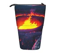 WURTON Kilauea - Estuche telescópico con estampado de volcán para lápices, artículos de papelería, bolsa de almacenamiento de maquillaje, organizador de suministros, Black, Talla única