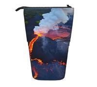 WURTON Kilauea - Estuche telescópico con estampado de volcanes para guardar artículos de papelería, almacenamiento de maquillaje de oficina, Black, Talla única