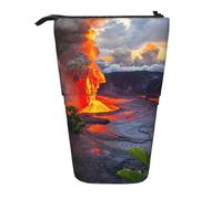WURTON Kilauea - Estuche telescópico con estampado de volcanes para guardar artículos de papelería, almacenamiento de maquillaje de oficina, Black, Talla única