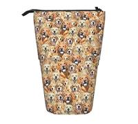 WURTON Labrador Retriever - Estuche telescópico con estampado de perros para guardar artículos de papelería, almacenamiento de maquillaje de oficina, Black, Talla única