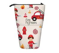 WURTON Little Boys and Girls in FireFighters - Estuche telescópico para guardar artículos de papelería, almacenamiento de maquillaje de oficina, Black, Talla única