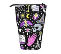 WURTON Magic Witch Witchcraft - Estuche telescópico para guardar artículos de papelería, almacenamiento de maquillaje de oficina, Black, Talla única