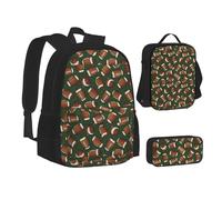 WURTON Magic Witch Witchcraft - Mochila escolar 3 en 1 con estampado de dibujo bohemio para adolescentes, Verde fútbol, Talla única, moderno