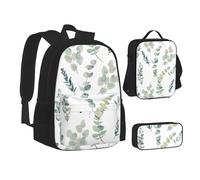 WURTON Magic Witch Witchcraft - Mochila escolar 3 en 1 con estampado de dibujo bohemio para adolescentes, Hojas de eucalipto, Talla única, moderno