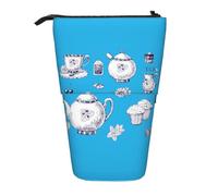 WURTON Teteras y tazas dibujadas a mano, estuche telescópico para guardar artículos de papelería, estuche para adultos, caja de almacenamiento