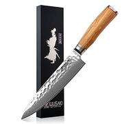Wusaki Damasco VG10 - Cuchillo de chef (hoja de damasco, 20 cm, acero japonés, mango de madera de olivo, se vende en estuche negro