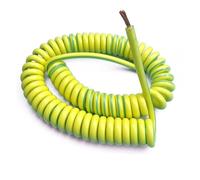 WUSHADEHANS Cable Espiral telescópico, Cable de un Solo núcleo 20AWG 13AWG 7AWG Cable de Tierra Amarillo-Verde Cable de núcleo de Cobre telescópico Bobina retráctil(Stretch 4 Meters 9AWG 6mm2)