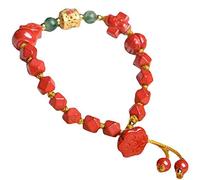 WUSHADEHANS Pulsera de Cristal, Amuleto Piedra Natural Cinabrio Pulsera Colgante Ahuyentar Espíritus Reiki Cristal