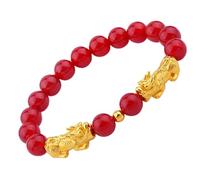 WUSHADEHANS Pulsera de Cristal, Pareja Pulsera De 8 Mm Ágatas Naturales Cristales Rojos Equilibrio con Cuentas Cristal Valiente(Red)