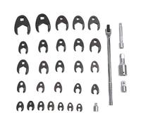 WUSHIER 32Pcs Metric Tight Clearance Brake Line Wrench Set, Offset Open End Wrenches with Extension Bar, 10 to 50mm and 3/8 1/2 3/4 Inch Drive for Automotive Repair in Confined Spaces