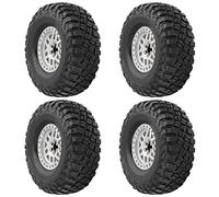 WUSHIER 4 neumáticos de Goma con Llantas de aleación, neumáticos para Crawler RC a Escala 1:10 para HSP Axial SCX10 D90, neumáticos para Camiones Todoterreno de Alto Agarre con supe (Blanca)