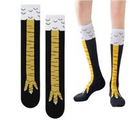 WUSJCOF 1 par de calcetines divertidos y graciosos, disfraz de carnaval con diseño de patas de pollo, calcetines personalizados de pantorrilla con pollo y gallina, para adultos, mujeres y hombres