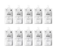 WUSJCOF 10 bolsas antihumedad con percha, absorbe humedad, elimina olores y previene moho, mantiene ropa seca y fresca, para armarios, cajones, caravanas, trasteros (10 unidades de 80g)