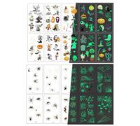 WUSJCOF 12 Hojas Fluorescente Tatuajes Temporales para Niños, Decoración Halloween, Tatuajes Halloween Niños, Pegatinas, Relleno Piñata, Regalos Cumpleaños Niño, Regalos Niños, Accesorios Halloween