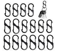 WUSJCOF 16 Piezas Mosquetones Pequeños Negros - Mini Mosquetón Doble 29.5mm y 31mm Ganchos Metálicos con 2 Aperturas para Camping al Aire Libre, Senderismo, Hogar