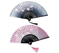 WUSJCOF 2 abanicos de mano, abanicos decorativos asiáticos para bodas, verano, cumpleaños, fiestas, fotografía y decoración de pared