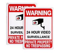 WUSJCOF 2 piezas Cartel videovigilancia para propiedad privada, por cámara, aluminio zona vigilada y alarma Diseño llamativo Robusto y duradero (250 x 180 mm)