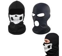 WUSJCOF 2 piezas máscara, pasamontañas, sotocasco, calavera 3D, terror, braga cuello transpirable verano, esqueleto a prueba de viento, para moto, deporte, fiestas de Halloween y Carnaval, cosplay