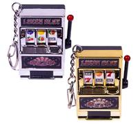 WUSJCOF 2 Piezas Mini máquina de Casino,Amuleto de Jackpot,Juguetes Divertidos para Hombres jóvenes,Ranura para Fruta,tragaperras,Llavero,Arcade,Birthday Gift for Men and Women